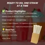 10" Milkshake Clear Plastic Straight Cut Paper Wrapped Straws Box - Image 5