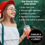 10" Plastic Red Spoon Straws Unwrapped Case of 4 boxes/300ct = 1,200ct - Image 3