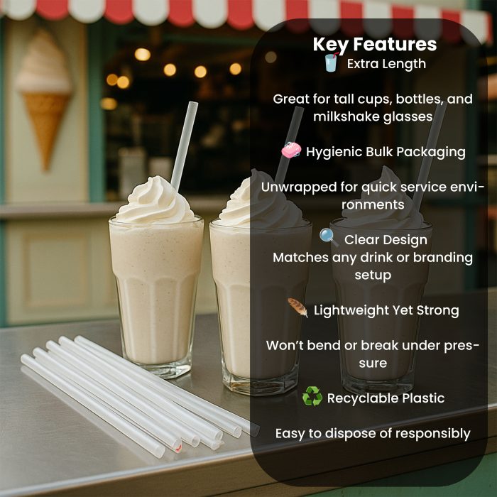 7 3/4" Plastic Clear Straight Cut Unwrapped Straws Box - Image 5