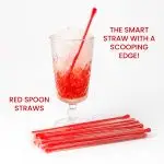 10" Plastic Red Spoon Straws Plastic Wrapped Clear Box - Image 3