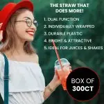 10" Red Spoon Straws Plastic Unwrapped Box of 300ct - Image 2