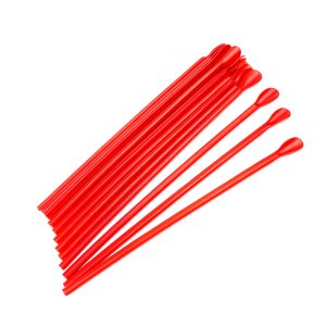 10" Red Spoon Straws Plastic Unwrapped Box of 300ct