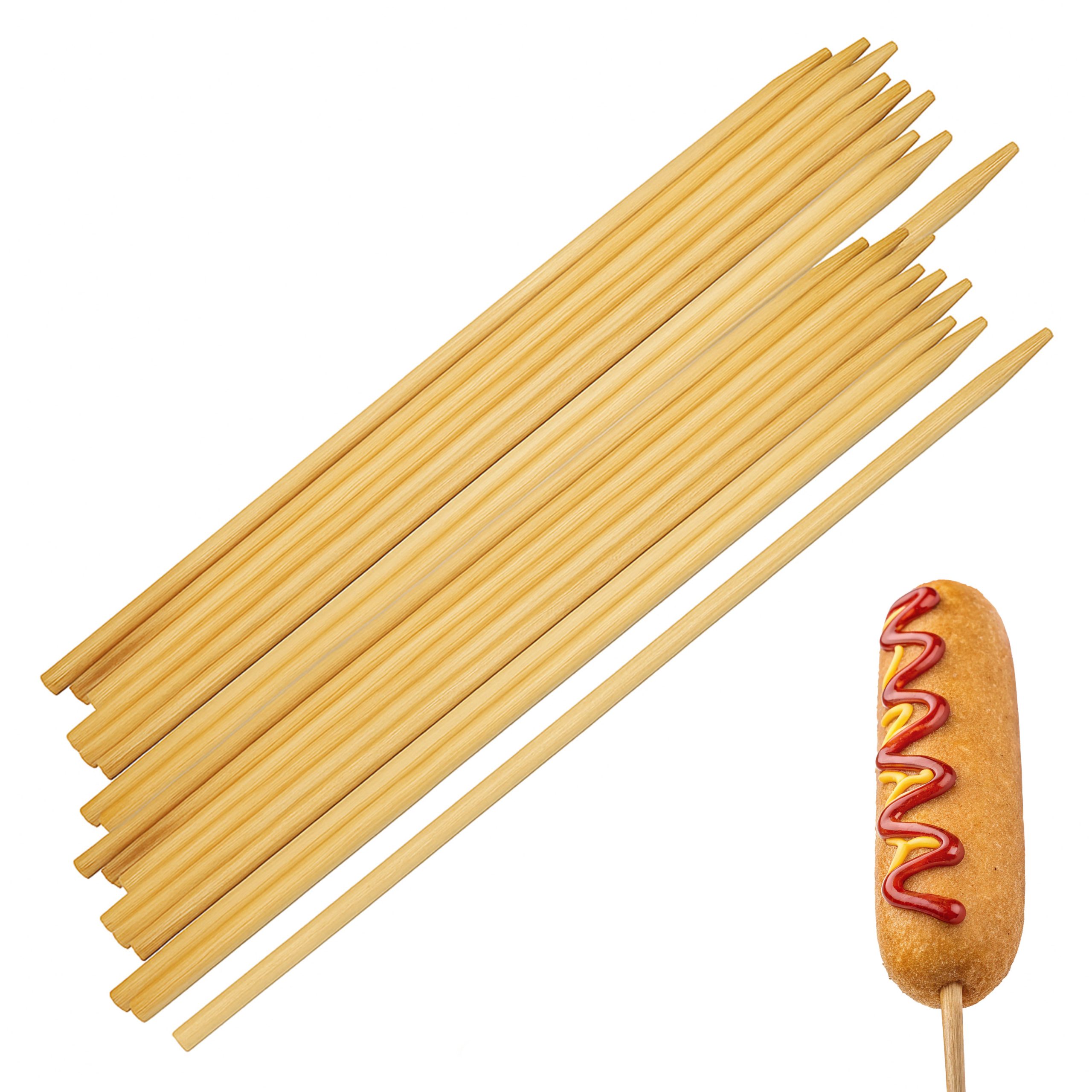 12″ x 1 4″ Semi Pointed Corn Dog Stick Box. (5) 12" x 1/4" Semi-Pointed Corn Dog Sticks Box - Image 1