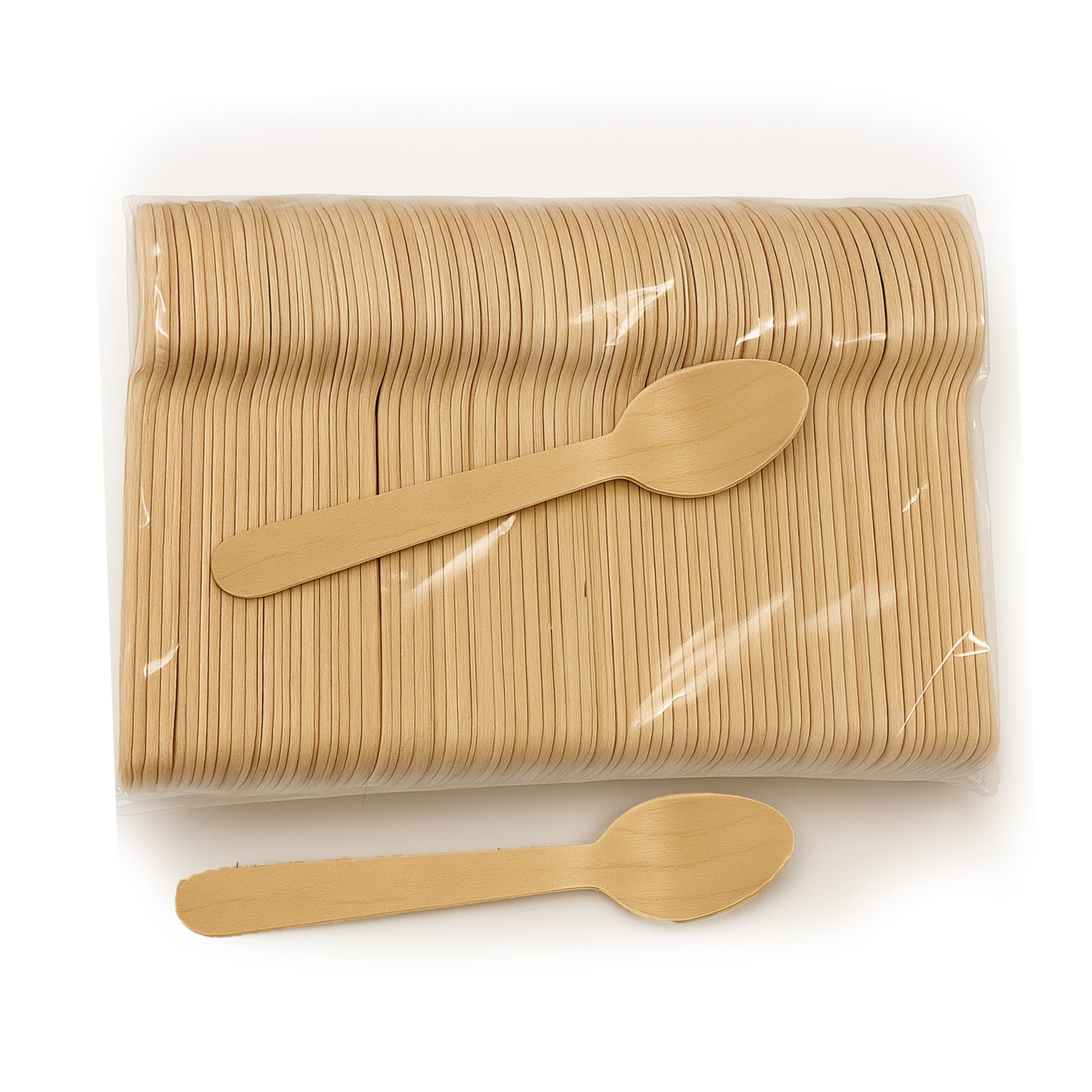 5 12″ Wood Cutlery Spoons.2 5 1/2" Wood Cutlery Spoons Box (Item Green Spoon 140) - Image 1