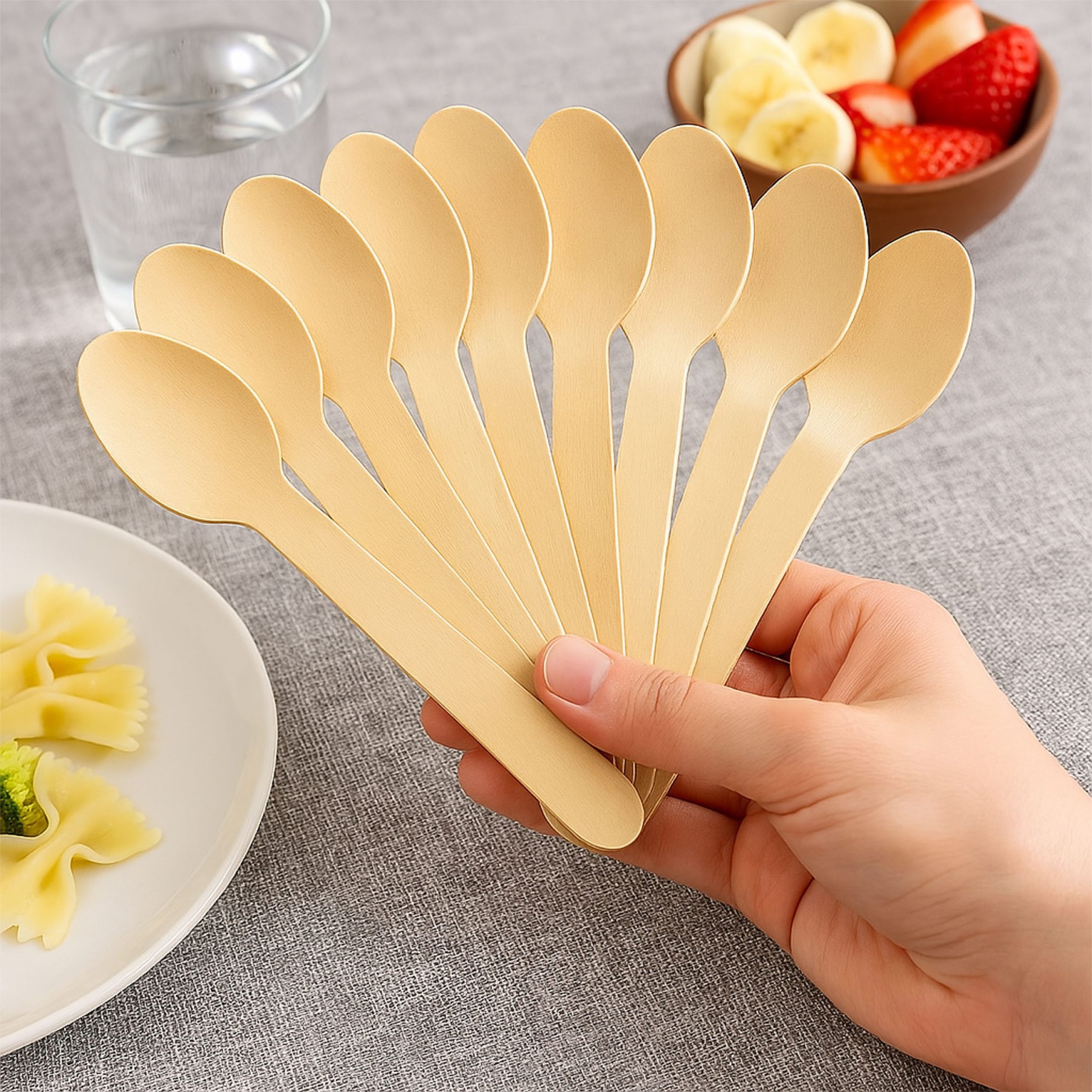 5 12″ Wood Cutlery Spoons.3 5 1/2" Wood Cutlery Spoons Box (Item Green Spoon 140) - Image 2