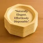 6" Octagon Shaped Wooden Disposable Plates ( Pack of 50) - Image 3