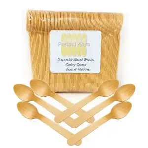 6" Wooden Premium Perfect Ware Cutlery Spoons. Case of 10,000ct (Item# Perfect Ware 165SP)