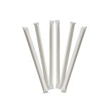 8" Milkshake Clear Straight Cut Paper Wrapped Straws Box
