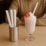 8" Milkshake Clear Straight Cut Paper Wrapped Straws Box - Image 2