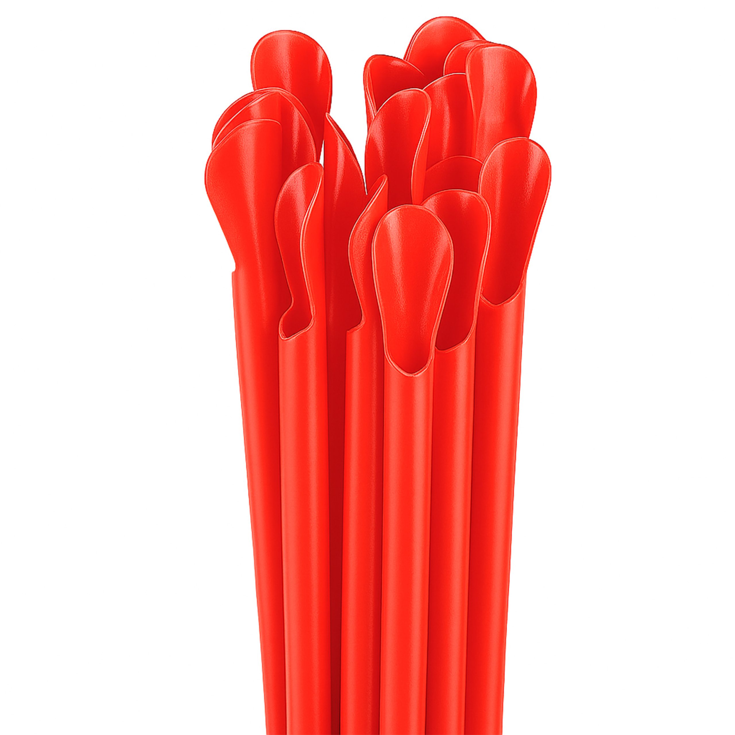 8in Red Spoon Straws Unwrapped. 2 8" Red Spoon Straws Unwrapped - Image 1