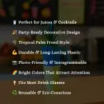 8" Blue Palm Straws Plastic Green Frons 48ct - Image 4