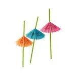 8" Neon Green Plastic Umbrella Straws 48ct - Image 3