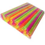 9 " Extra Wide Assorted Wrapped Neon Milkshake/Smoothie Straws-350ct- Plastic Straw