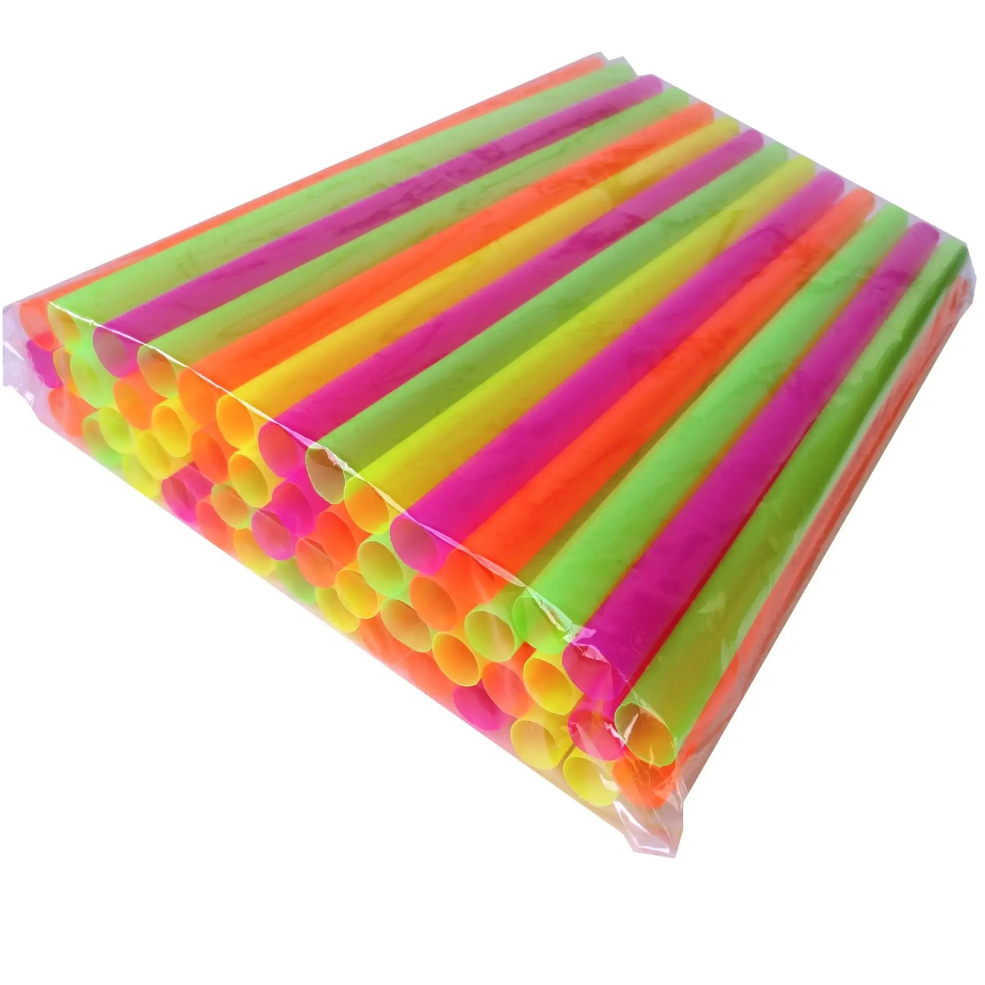 9 ” Extra Wide Assorted wrapped Neon MilkshakeSmoothie Straws-350ct- Plastic Straws 9 " Extra Wide Assorted Wrapped Neon Milkshake/Smoothie Straws-350ct- Plastic Straw - Image 1