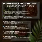 10" Bagasse Sugarcane Plates Square (Case of 300) - Image 4