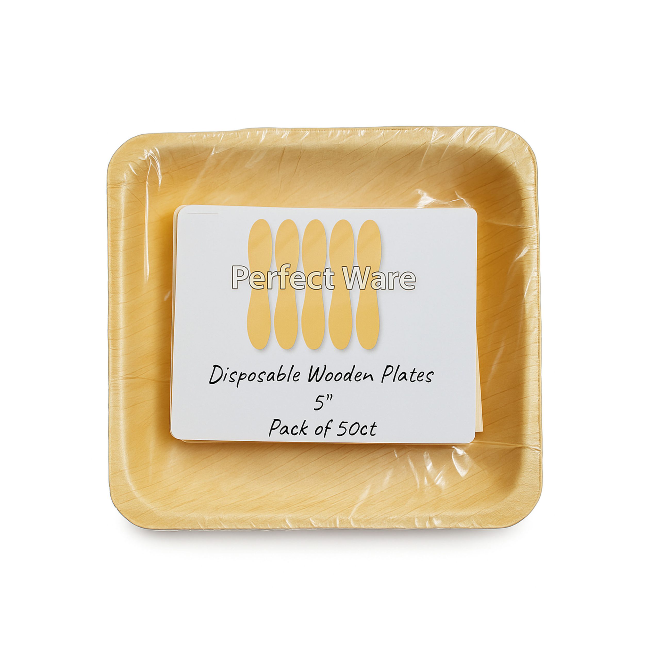 Perfect Ware 5″ Wooden Disposable Rectangular Plates Perfect Ware 5" Wooden Disposable Rectangular Plates - Image 1