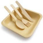 Perfect Ware 5" Wooden Disposable Rectangular Plates - Image 3