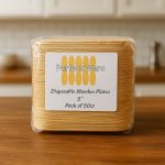 Perfect Ware 5" Wooden Disposable Rectangular Plates - Image 4