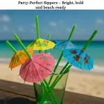 8" Neon Green Plastic Umbrella Straws 48ct - Image 2