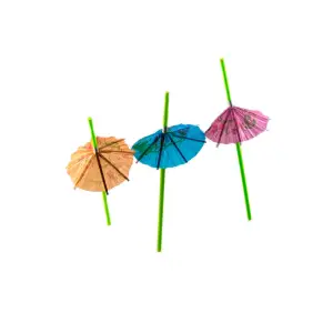 Neon Green Plastic Umbrella Straws