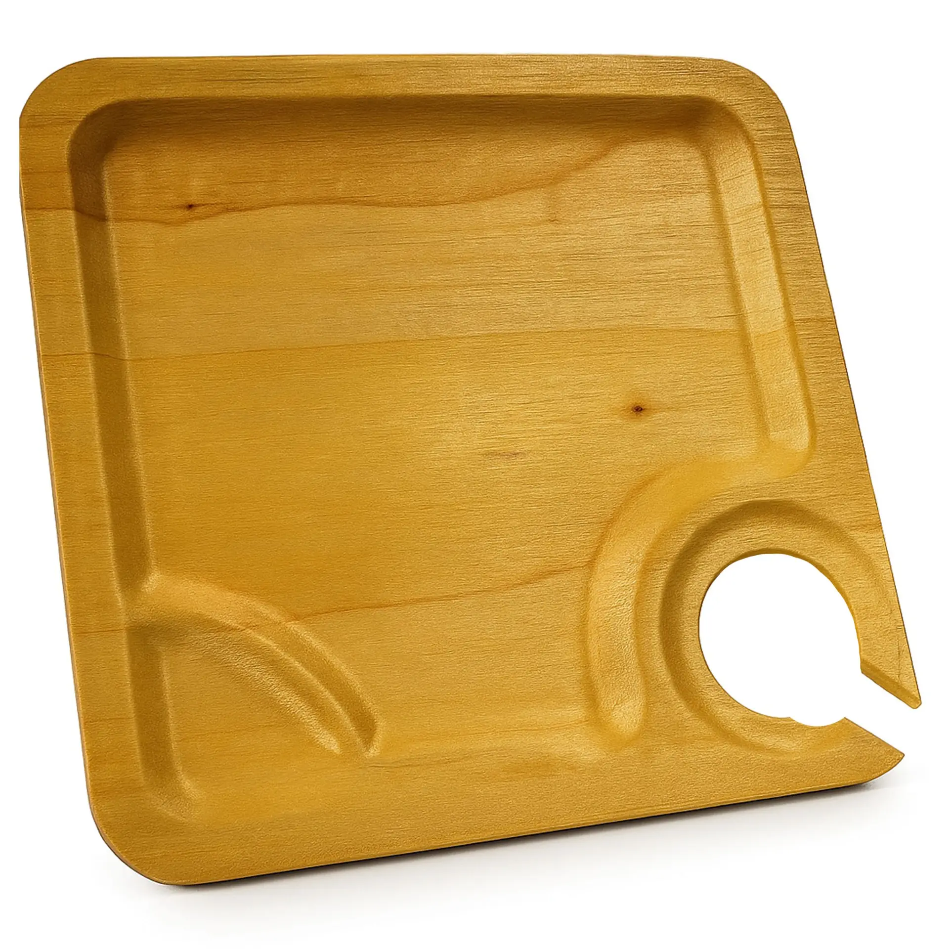 Wooden Disposable Wine Plate with Wine Stem Holder Perfect Ware.3 Wooden Disposable Wine Plate with Wine Stem Holder Perfect Ware - Image 1