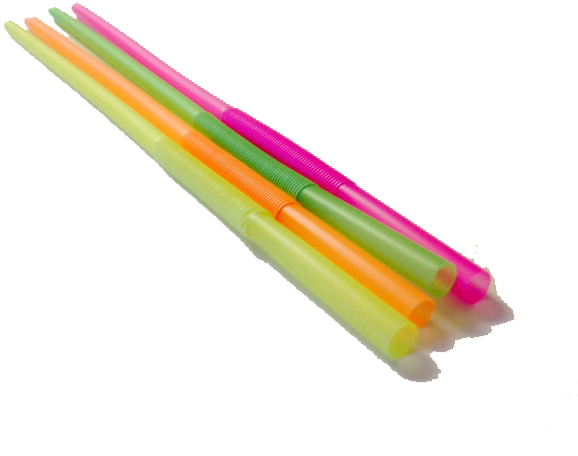 17 Long Flexible Neon Straws - Assorted Colors - Pack of 200