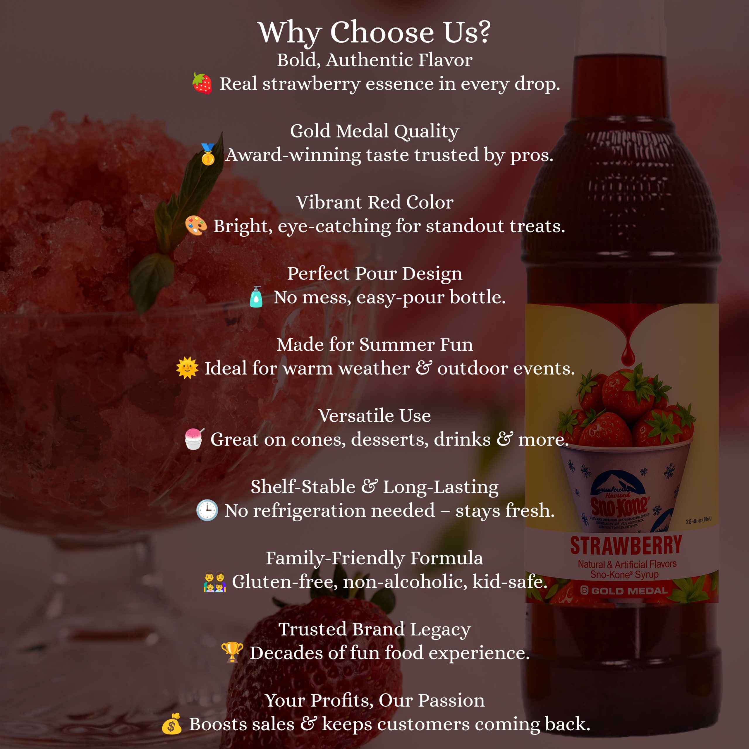 25oz Gold Medal Snow Cone Syrup (Strawberry).3 25oz Gold Medal Snow Cone Syrup (Strawberry) - Image 5