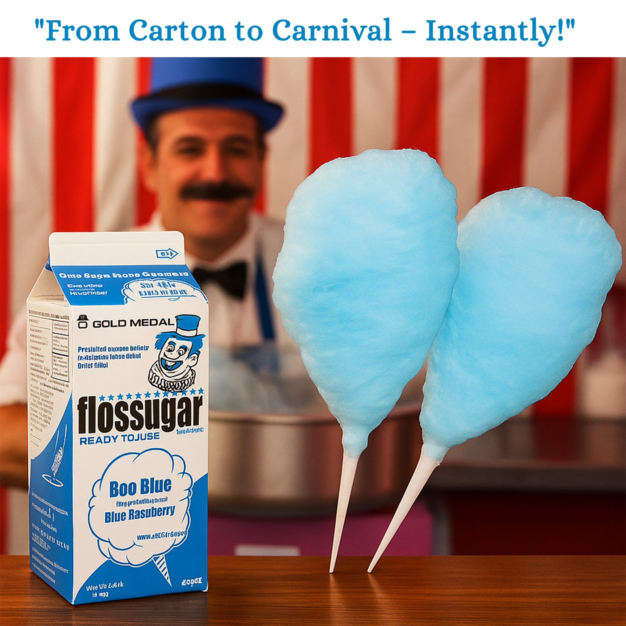 Blue Raspberry Floss Sugar 12 Gallon Carton Blue Raspberry Floss Sugar 1/2 Gallon Carton - Image 3