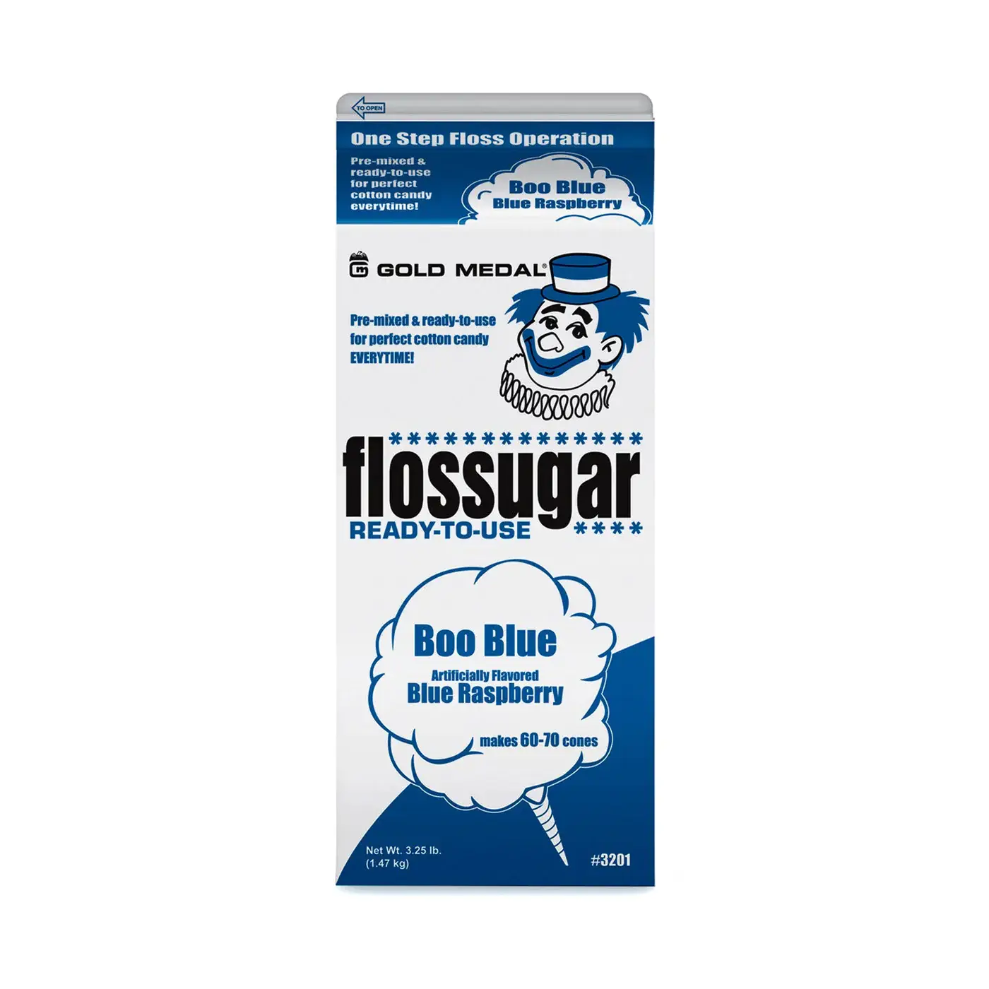 3201-boo-blue-blue-raspberry-flossugar_1400x Blue Raspberry Floss Sugar 1/2 Gallon Carton - Image 1