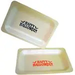 7" Disposable Wooden Plate with Happy Halloween Print - Pack of 25ct