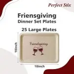Perfect Stix 10-Inch Wooden Plates with “Friendsgiving” Printed in Burgundy – Eco-Friendly Biodegradable Disposable Dinner Plates – Fall Tableware for Thanksgiving & Friendsgiving Parties – Pack of 25 - Image 2