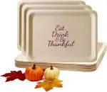 Perfect Stix 10-Inch Wooden Plates with “Eat Drink & Be Thankful” Printed