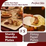 Perfect Stix 10-Inch Wooden Plates with “Eat Drink & Be Thankful” Printed in Burgundy – Eco-Friendly Disposable Dinner Plates – Fall Tableware for Thanksgiving & Friendsgiving Parties – Pack of 25 - Image 5