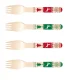Wooden Disposable Forks, Red and Green Christmas Design, 6 Inch