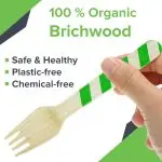 Perfect Stix Red And Green Striped Wooden Printed Forks. Pack of 100 Printed Forks in Red And Green. 6 Inches in Length.Eco-Friendly. - Image 4
