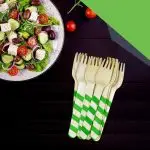 Perfect Stix Red And Green Striped Wooden Printed Forks. Pack of 100 Printed Forks in Red And Green. 6 Inches in Length.Eco-Friendly. - Image 6