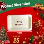 Perfect Stix 7" Disposable Wooden Plates with Merry Christmas Print - Pack of 25ct, Merry Christmas Plates - Image 2