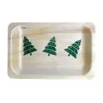 Perfect Stix 7-Christmas Trees-25ct 7" Disposable Wooden Plate with Christmas Tree Print - Pack of 25ct