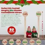 Perfect Stix - Cocktail 6 R- Naughty Nice-50 6" Wooden Cocktail/Drink Stirrers with Naughty or Nice Pack of 50ct - Image 2