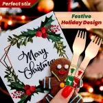 Perfect Stix Wooden Disposable Forks, Red and Green Christmas Design, 6 Inch, 100 Count - Image 3