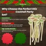 Perfect Stix Christmas Cocktail Party Red and Green Napkins and Nice and Naughty Cocktail Printed Stirrers, Pack of 150ct - Image 4