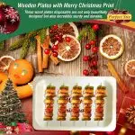 Perfect Stix 7" Disposable Wooden Plates with Merry Christmas Print - Pack of 25ct, Merry Christmas Plates - Image 4