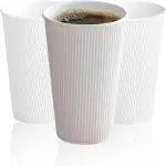 12oz Double Wall Ripple White Paper Coffee Cups- Pack of 50ct
