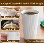 12oz Double Wall Ripple White Paper Coffee Cups - Image 2