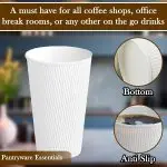 12oz Double Wall Ripple White Paper Coffee Cups - Image 7