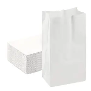 Perfect Stix 4lb White Paper Kraft Bags - Pack of 50 Count