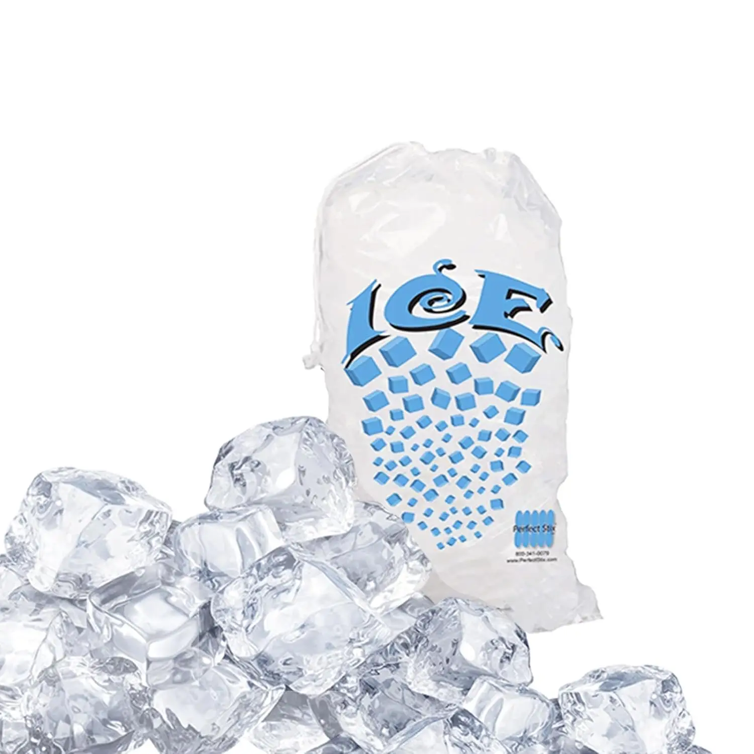 61q43H9Uo9L._SL1500_ Perfect Stix 5 lbs Plastic Drawstring Ice Bag - Image 1
